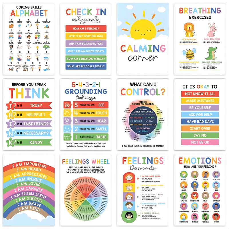 12 Emotional Intelligence Posters Set