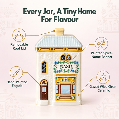 Voxerra Spice Village - 24-Piece Hand-Painted Ceramic Spice Jar Set